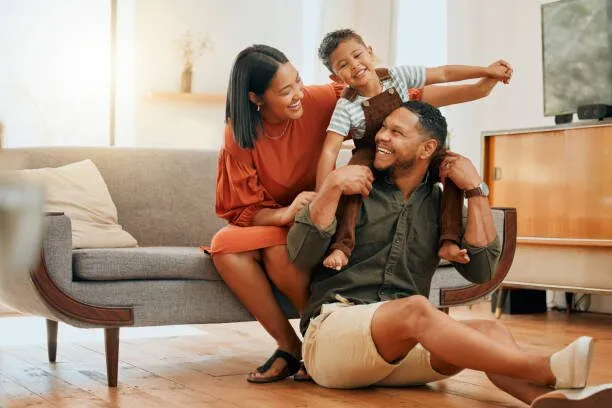 A family relaxing together at home